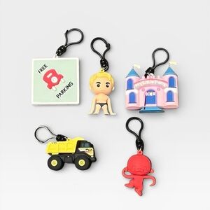 FIVE NWOT Hasbro 2025 Mini Keychain Bag Clips Retro Monopoly Tonka Little Pony